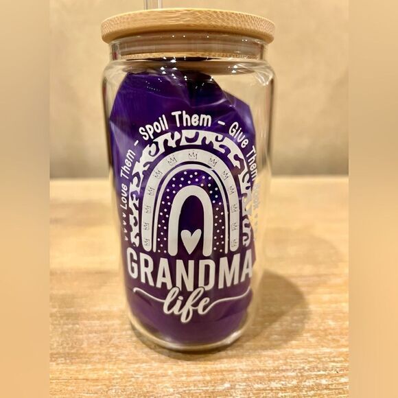 Glass cup- Grandma Life NIB - Picture 2 of 4